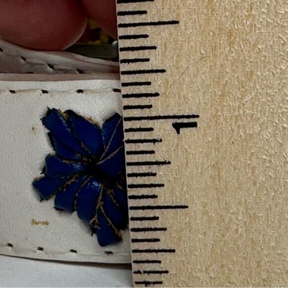 Retro Look White Multicolored Braided Star Leather Belt - Picture 6 of 6